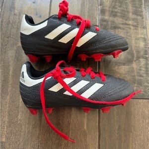 adidas Black and White Kids Soccer Cleats with Red Laces